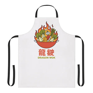 Dragon Wok Apron - Flame Canvas Cooking Bib - Dipaliz - Aprons