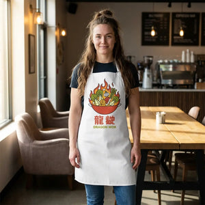 Dragon Wok Apron - Flame Canvas Cooking Bib - Dipaliz - Aprons
