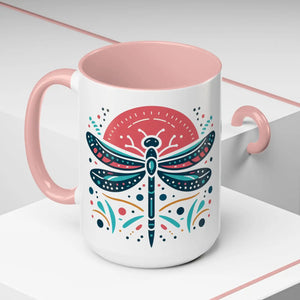 Vibrant Dragonfly Coffee Mug - Two Tone 11oz Ceramic - Dipaliz - Mugs
