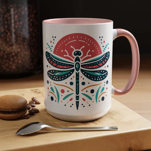 Vibrant Dragonfly Coffee Mug - Two Tone 11oz Ceramic - Dipaliz - Mugs