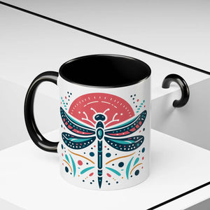 Vibrant Dragonfly Coffee Mug - Two Tone 11oz Ceramic - Dipaliz - Mugs