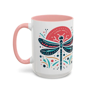 Vibrant Dragonfly Coffee Mug - Two Tone 11oz Ceramic - Dipaliz - Mugs
