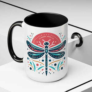 Vibrant Dragonfly Coffee Mug - Two Tone 11oz Ceramic - Dipaliz - Mugs