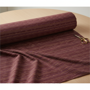 Draped burgundy linear fabric