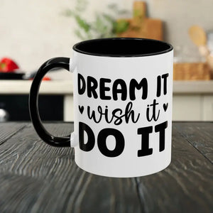 Accent Coffee Mug Dreams Ceramic 11oz 15oz Motivational - Dipaliz - Black - Mugs