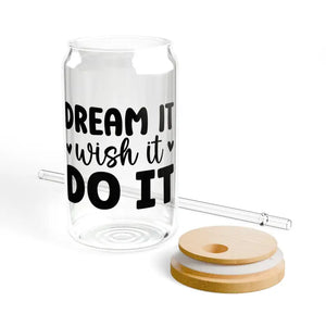 Bpa-free Sipper Glass 16oz with Gasket-push Bamboo Lid - Dipaliz - Tumblers