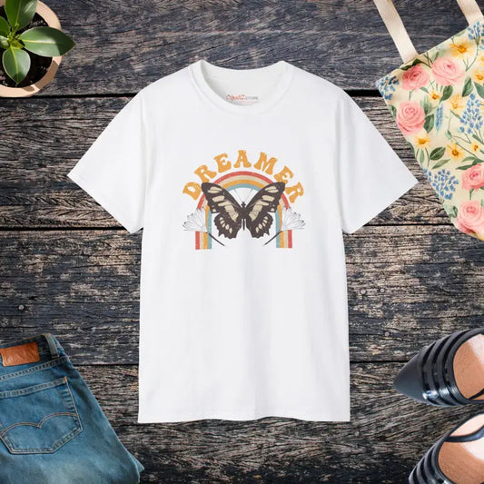 Butterfly Dreamer Ultra Cotton Tee - White / s T-shirt