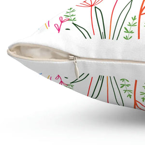 Wild Flowers Throw Pillow - Polyester Square Design - Dipaliz - Pillows