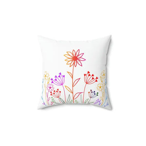 Wild Flowers Throw Pillow - Polyester Square Design - Dipaliz - 14’’ × - Pillows