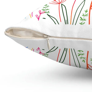 Wild Flowers Throw Pillow - Polyester Square Design - Dipaliz - Pillows