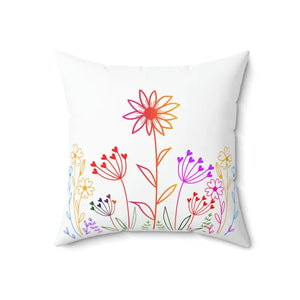 Wild Flowers Throw Pillow - Polyester Square Design - Dipaliz - Pillows