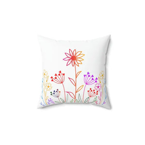 Wild Flowers Throw Pillow - Polyester Square Design - Dipaliz - Pillows