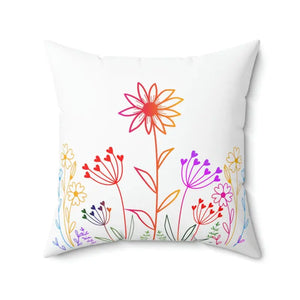 Wild Flowers Throw Pillow - Polyester Square Design - Dipaliz - Pillows