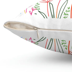 Wild Flowers Throw Pillow - Polyester Square Design - Dipaliz - Pillows