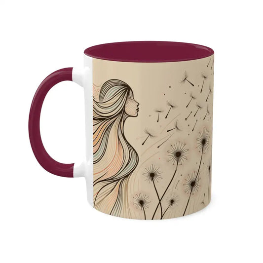 Wake Up to Vibrant Bliss with Dreamy Dandelion Mugs! - 11oz / Maroon Mug