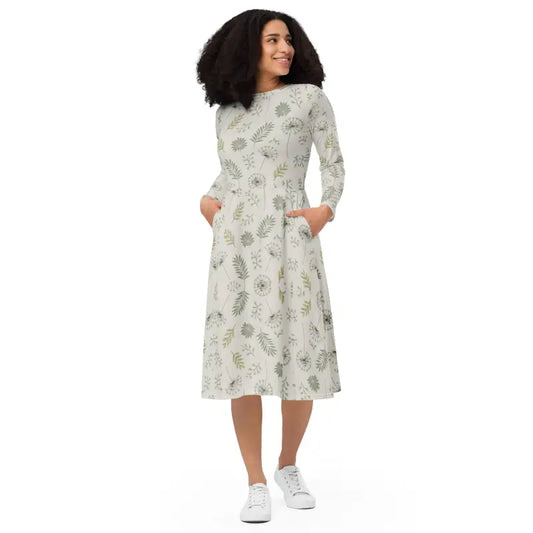 Chic Dandelions Long Sleeve Dress: Ultimate Cozy Style - Xs Dresses