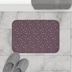 Home Decor - Dreamy Dandelions Mauve Bath Mat - Serene Sanctuary - Dipaliz 24’’ × 17’’
