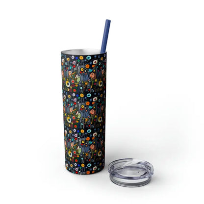 Dreamy Winged Dandelion Steel Tumbler with Straw Magic - Matte / Nautical Blue / 20oz Mug