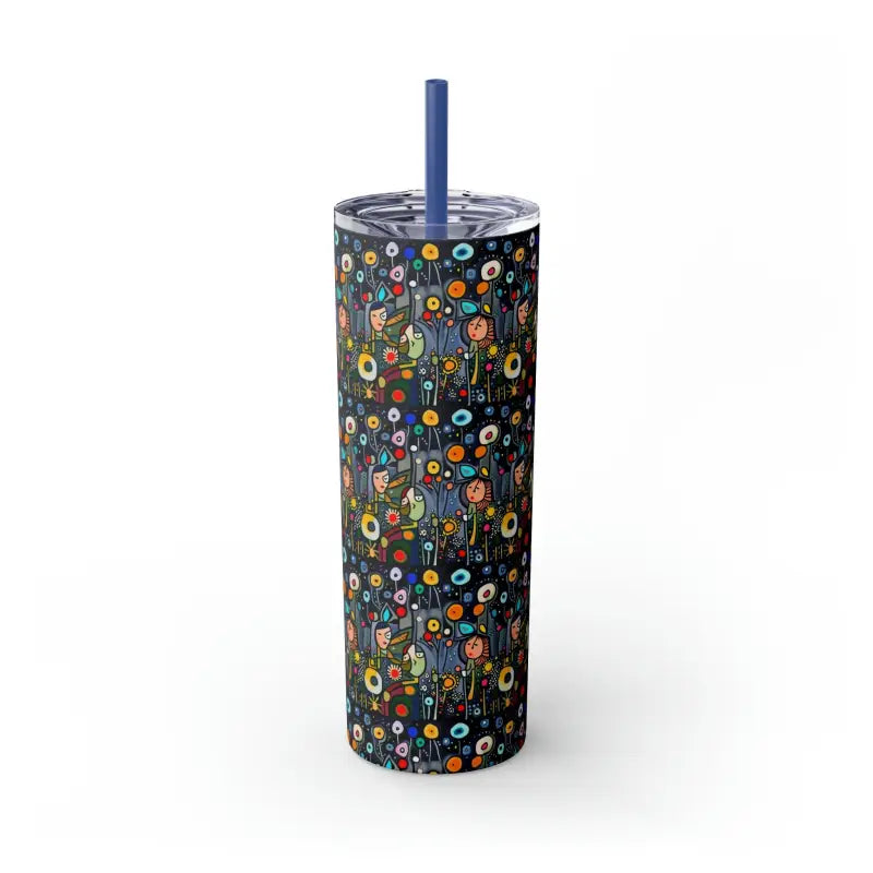 Dreamy Winged Dandelion Steel Tumbler with Straw Magic - Matte / Nautical Blue / 20oz Mug