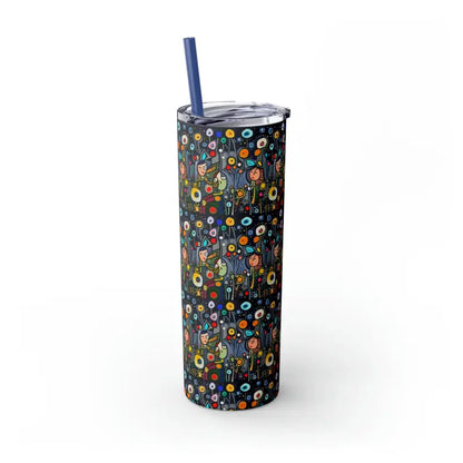 Dreamy Winged Dandelion Steel Tumbler with Straw Magic - Matte / Nautical Blue / 20oz Mug