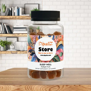 Bliss Sleep Gummies Gmp Certified Berry Flavor by Dipaliz - Clear Bottle + Black Cap / Multiple Fruits / 60 - Herbal