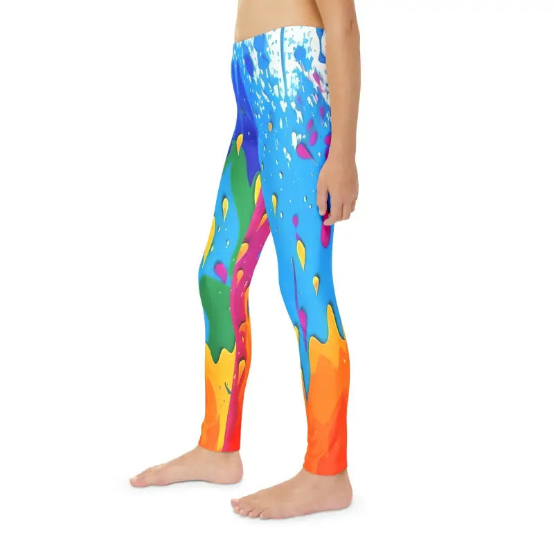 Colorful Dripping Paint Youth Leggings: Full-length Fun! - Kids Clothes