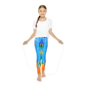Colorful Dripping Paint Youth Full Length Leggings - Dipaliz - 11/12 Years - Activewear