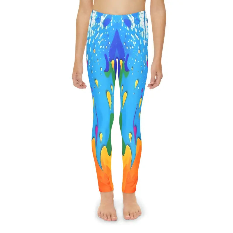 Colorful Dripping Paint Youth Leggings: Full-length Fun! - Kids Clothes