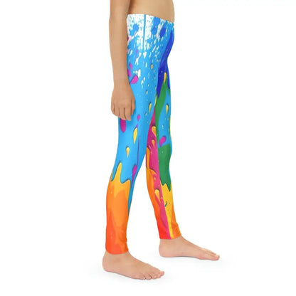 Colorful Dripping Paint Youth Leggings: Full-length Fun! - Kids Clothes