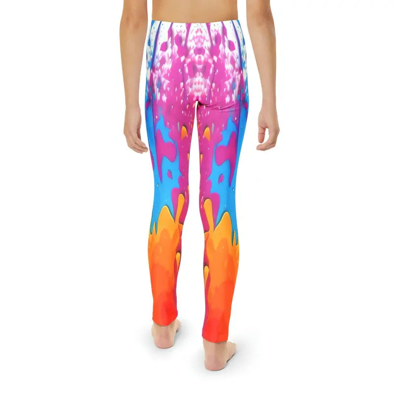 Colorful Dripping Paint Youth Leggings: Full-length Fun! - Kids Clothes