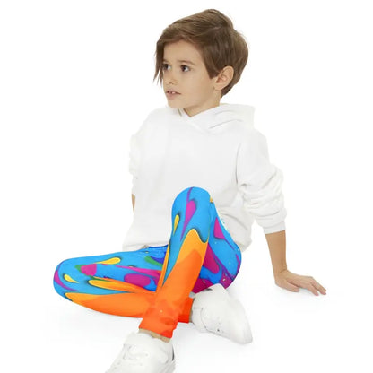 Colorful Dripping Paint Youth Leggings: Full-length Fun! - Kids Clothes