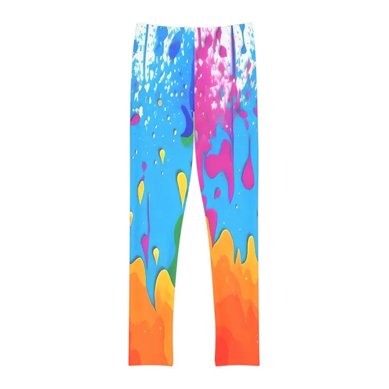 Colorful Dripping Paint Youth Leggings: Full-length Fun! - Kids Clothes