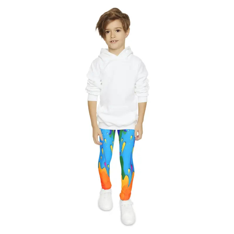 Colorful Dripping Paint Youth Leggings: Full-length Fun! - Kids Clothes