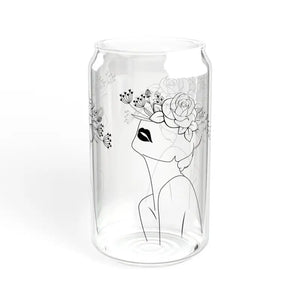 Woman with Flower Hat Tempered Sipper Glass Bamboo Lid - Dipaliz - Tumblers