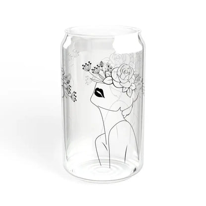 Elevate your Sip: 16oz Tempered Glass with Flower Hat - Tumbler