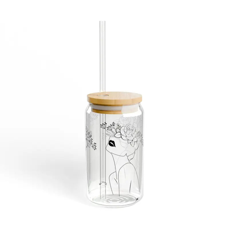 Elevate your Sip: 16oz Tempered Glass with Flower Hat - Tumbler