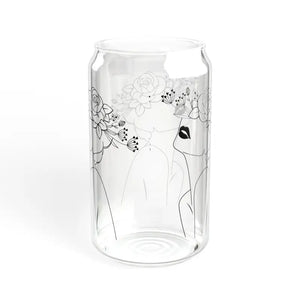 Woman with Flower Hat Tempered Sipper Glass Bamboo Lid - Dipaliz - Tumblers