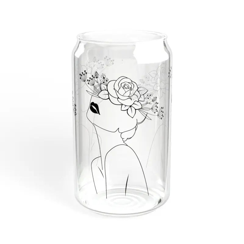 Elevate your Sip: 16oz Tempered Glass with Flower Hat - Without Lid or Straw / Tumbler