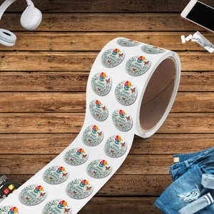 Happy Birthday Flowers Sticker Label Rolls High Temperatures Dipaliz - 1’’ x / 50 Pcs / Glossy - Labels & Tags