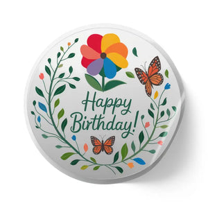 Happy Birthday Flowers Sticker Label Rolls High Temperatures Dipaliz - Labels & Tags