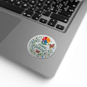 Happy Birthday Flowers Sticker Label Rolls High Temperatures Dipaliz - Labels & Tags