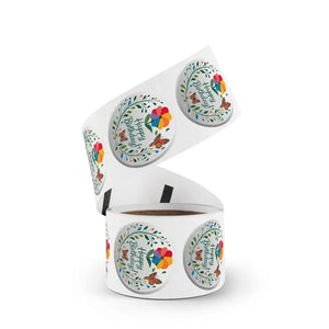 Happy Birthday Flowers Sticker Label Rolls High Temperatures Dipaliz - Labels & Tags