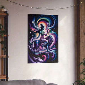 Poster - Durga Goddess Matte Vertical Mystic Lion Art - Dipaliz 24″ x 36″