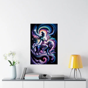 Poster - Durga Goddess Matte Vertical Mystic Lion Art - Dipaliz