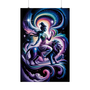 Poster - Durga Goddess Matte Vertical Mystic Lion Art - Dipaliz