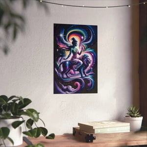 Poster - Durga Goddess Matte Vertical Mystic Lion Art - Dipaliz