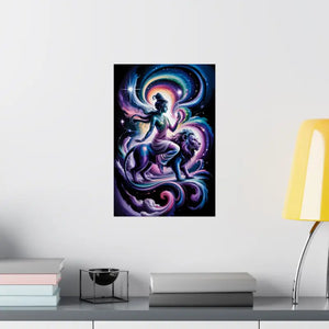 Poster - Durga Goddess Matte Vertical Mystic Lion Art - Dipaliz