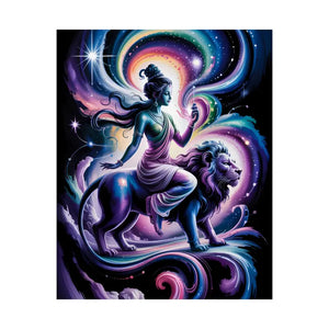 Poster - Durga Goddess Matte Vertical Mystic Lion Art - Dipaliz