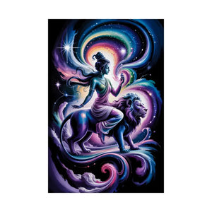 Poster - Durga Goddess Matte Vertical Mystic Lion Art - Dipaliz