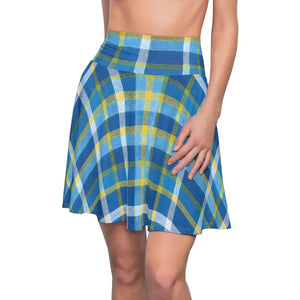 Blue Madras Skater Skirt - Island Inspired All Over Print - Dipaliz - Xs / 4 Oz. - Prints